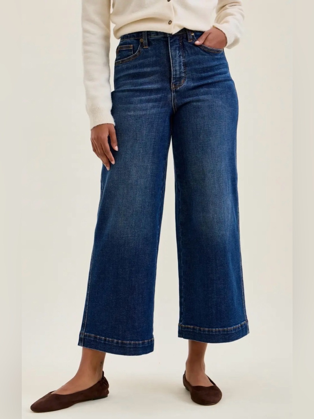 NWT Judy Blue Tummy Control High Waist Claudia Ankle Crop Jeans Dark Wash